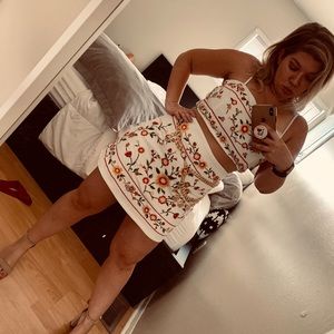 Embroidered skirt & top set